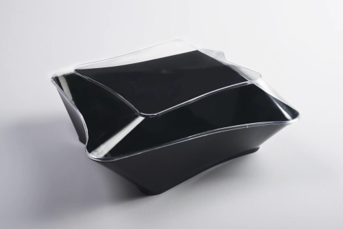 Wavy quadrilateral bowl with or without cap 200cc