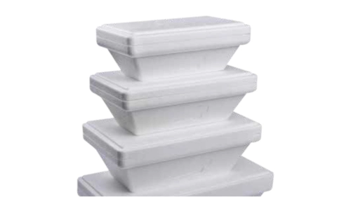 Σκεύη παγωτού 1/2kg (φελιζόλ) από διογκωμένη πολυστερίνη με εσωτερική θήκη από πλαστικό κατάλληλο για τρόφιμα και ειδικό φιλμ.
